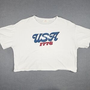 USA 1776 Graphic Cropped Tee Patriotic USA Red White And Blue Womens M/L